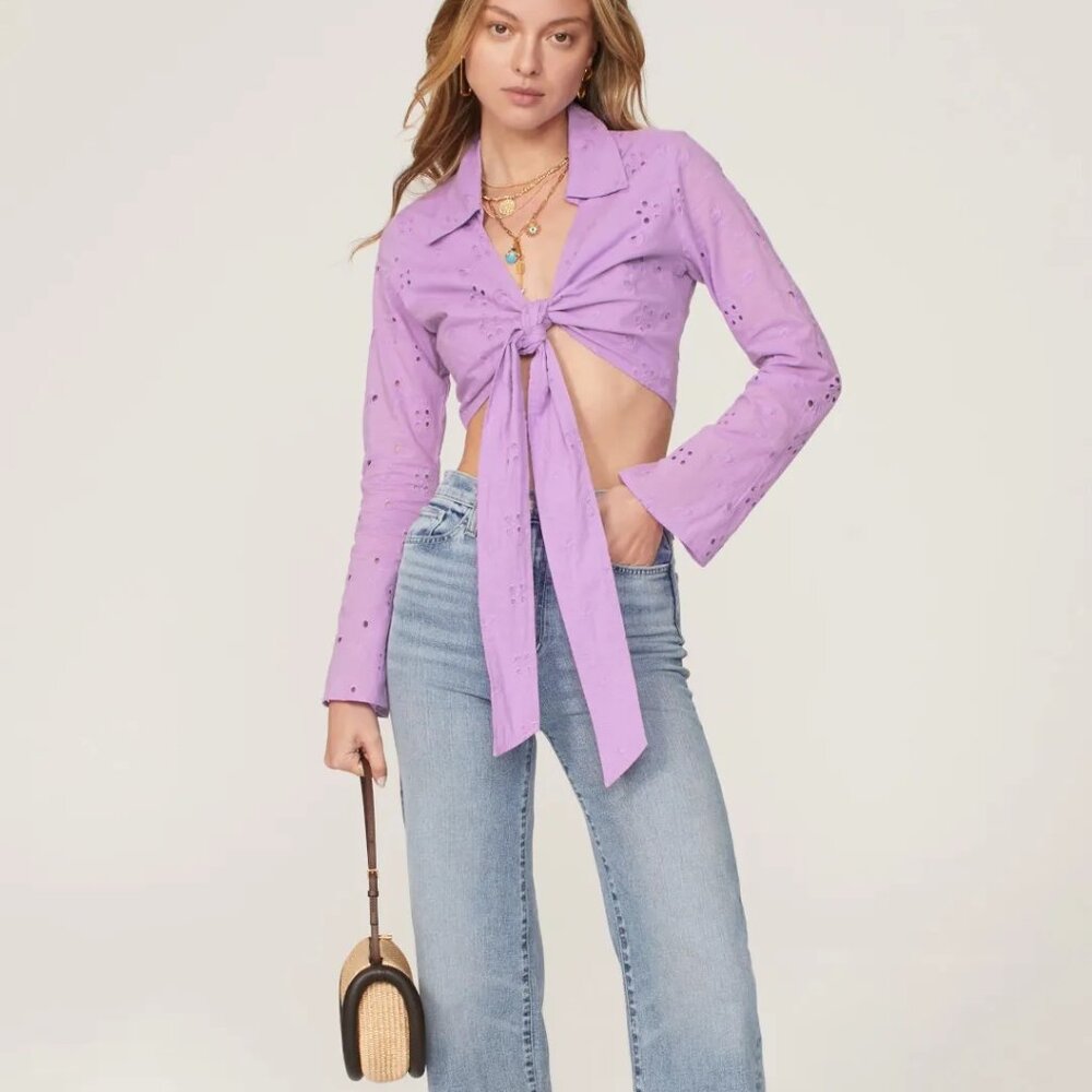 Ashley Park Purple Eyelet Top